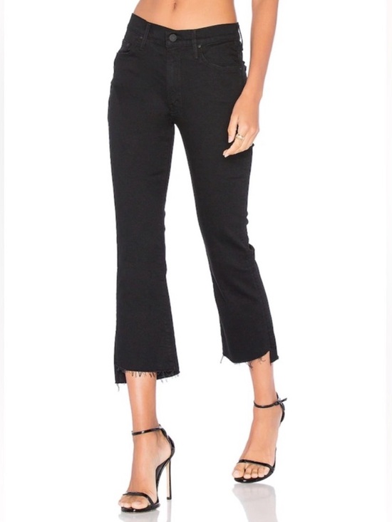 MOTHER Denim - Mother The Insider Crop Step Fray Jeans Not Guilty Black Raw Hem